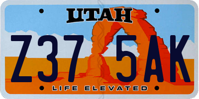 UT license plate Z375AK
