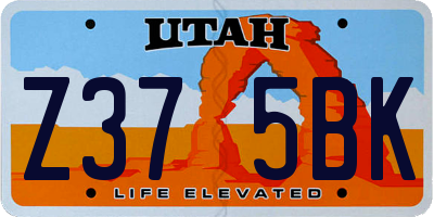 UT license plate Z375BK
