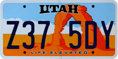 UT license plate Z375DY