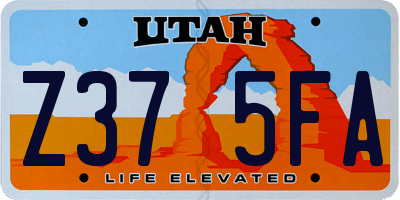 UT license plate Z375FA