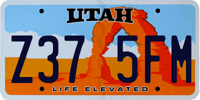 UT license plate Z375FM