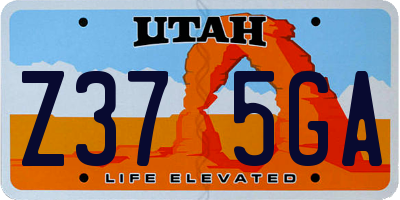 UT license plate Z375GA