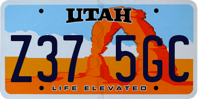 UT license plate Z375GC