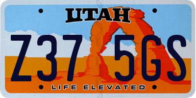 UT license plate Z375GS