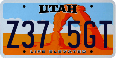 UT license plate Z375GT