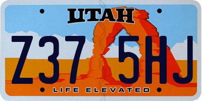 UT license plate Z375HJ