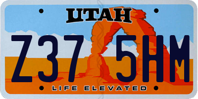 UT license plate Z375HM