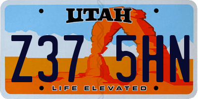 UT license plate Z375HN