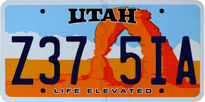 UT license plate Z375IA