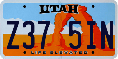 UT license plate Z375IN