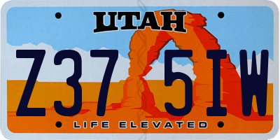 UT license plate Z375IW