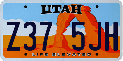 UT license plate Z375JH