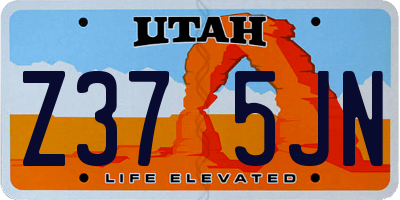UT license plate Z375JN