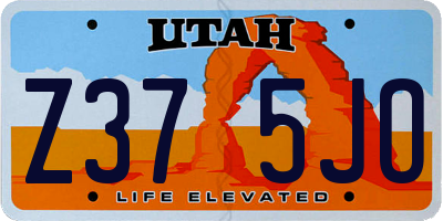 UT license plate Z375JO