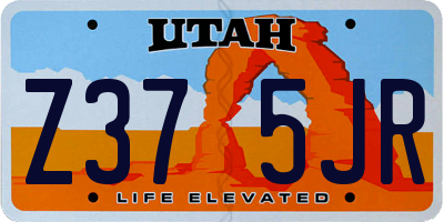 UT license plate Z375JR