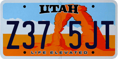 UT license plate Z375JT