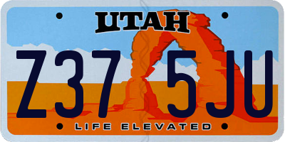 UT license plate Z375JU