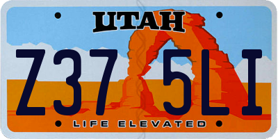 UT license plate Z375LI