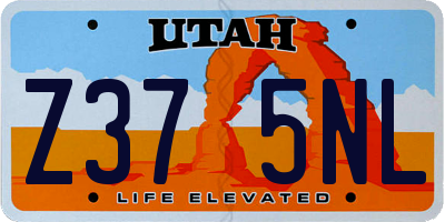 UT license plate Z375NL