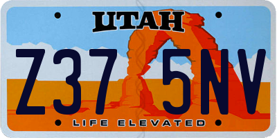 UT license plate Z375NV