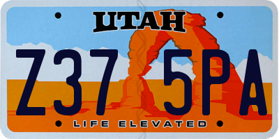 UT license plate Z375PA