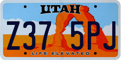 UT license plate Z375PJ