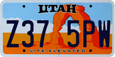 UT license plate Z375PW
