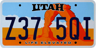 UT license plate Z375QI