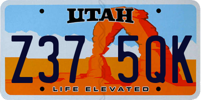 UT license plate Z375QK