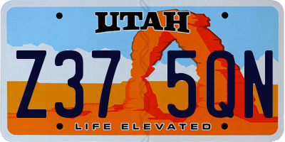 UT license plate Z375QN
