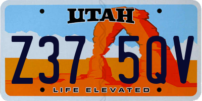 UT license plate Z375QV