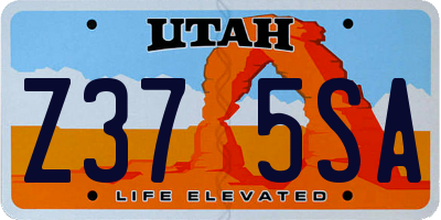 UT license plate Z375SA