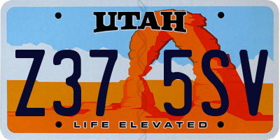 UT license plate Z375SV