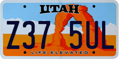 UT license plate Z375UL
