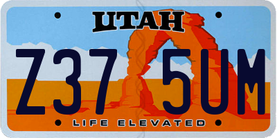 UT license plate Z375UM