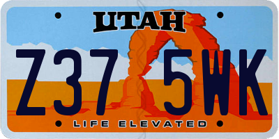 UT license plate Z375WK