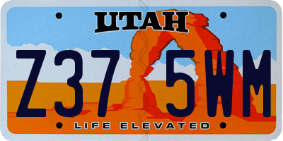UT license plate Z375WM