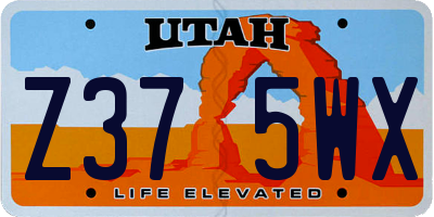 UT license plate Z375WX