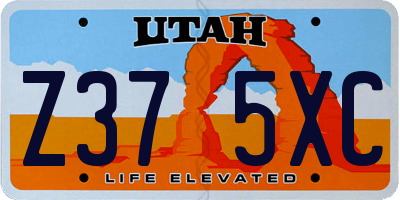 UT license plate Z375XC