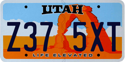 UT license plate Z375XT