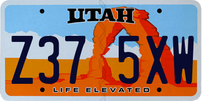 UT license plate Z375XW