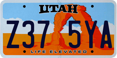 UT license plate Z375YA