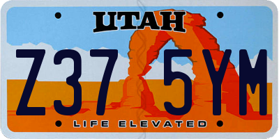 UT license plate Z375YM