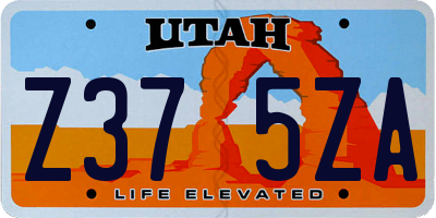 UT license plate Z375ZA