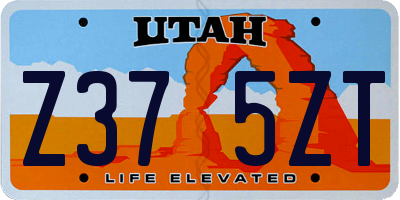 UT license plate Z375ZT