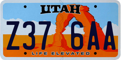UT license plate Z376AA