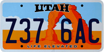 UT license plate Z376AC
