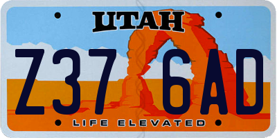 UT license plate Z376AD