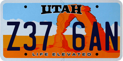 UT license plate Z376AN
