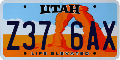 UT license plate Z376AX
